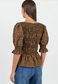 Stories Be Told Enclasp Shirred Body Long Sleeve Top in Chocolate and Caramel Check | Women's Tops | Gretel Lane