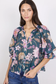 By Rosa Encounter Short Sleeve Gathered Button Front Top Petrol Scarf Print | Women's Tops | Gretel Lane