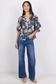 By Rosa Encounter Short Sleeve Gathered Button Front Top Petrol Scarf Print | Women's Tops | Gretel Lane