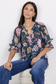 By Rosa Encounter Short Sleeve Gathered Button Front Top Petrol Scarf Print | Women's Tops | Gretel Lane