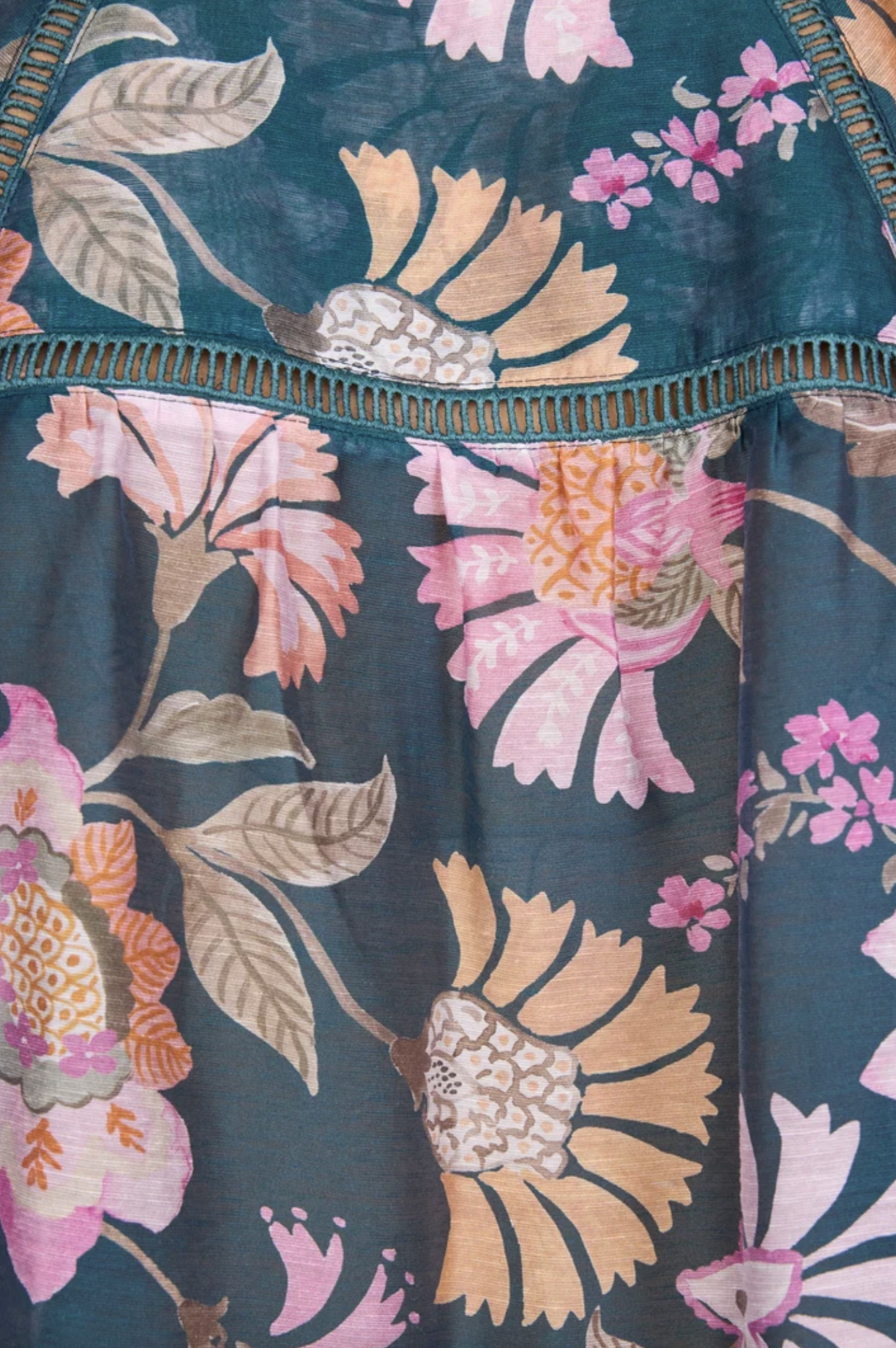 By Rosa Encounter Short Sleeve Gathered Button Front Top Petrol Scarf Print | Women's Tops | Gretel Lane