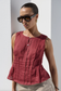 Stories Be Told Encourage Pintuck Front Sleeveless Boatneck Top Wine Linen | Women's Clothing | Gretel Lane