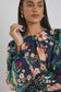 Endless Blouson Sleeve LS Top (Navy Vibrant Floral)
