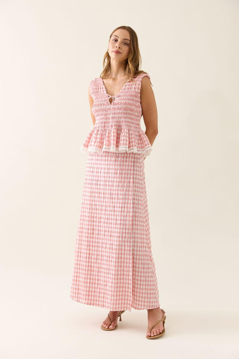 Esther Shirred Tank (Pink)