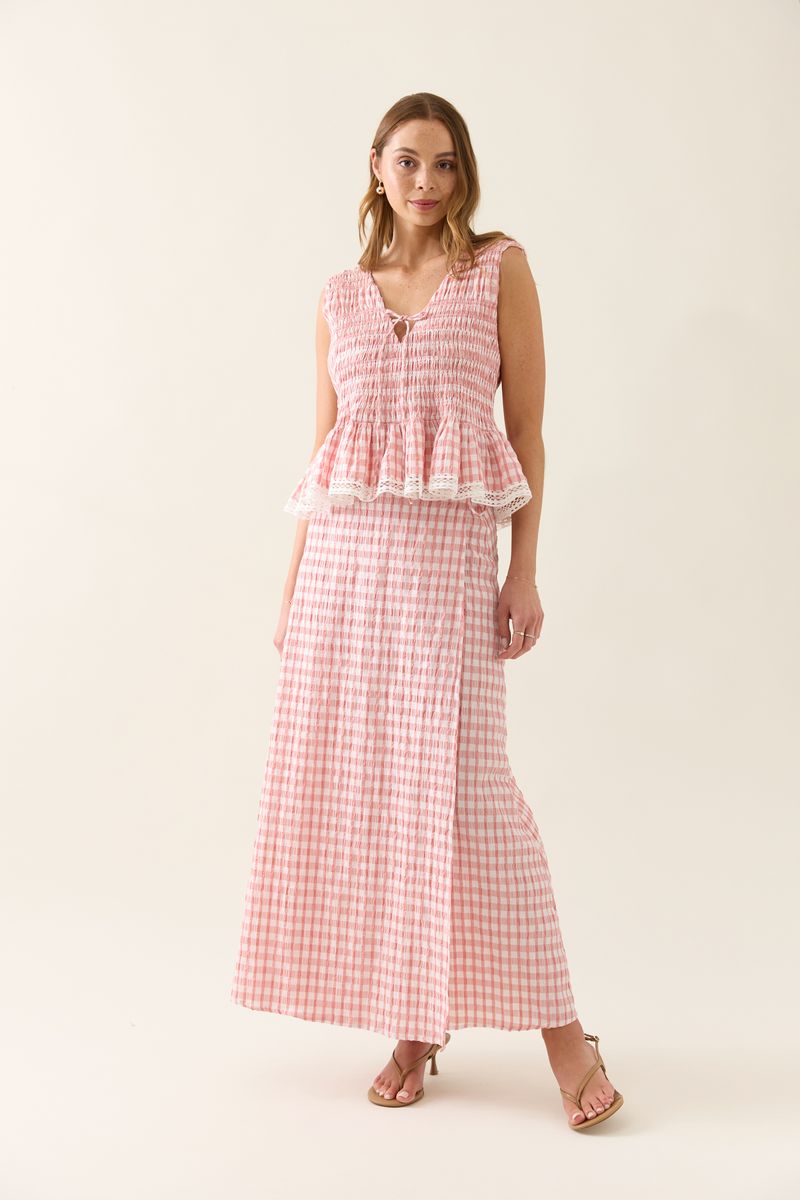 Esther Shirred Tank (Pink)