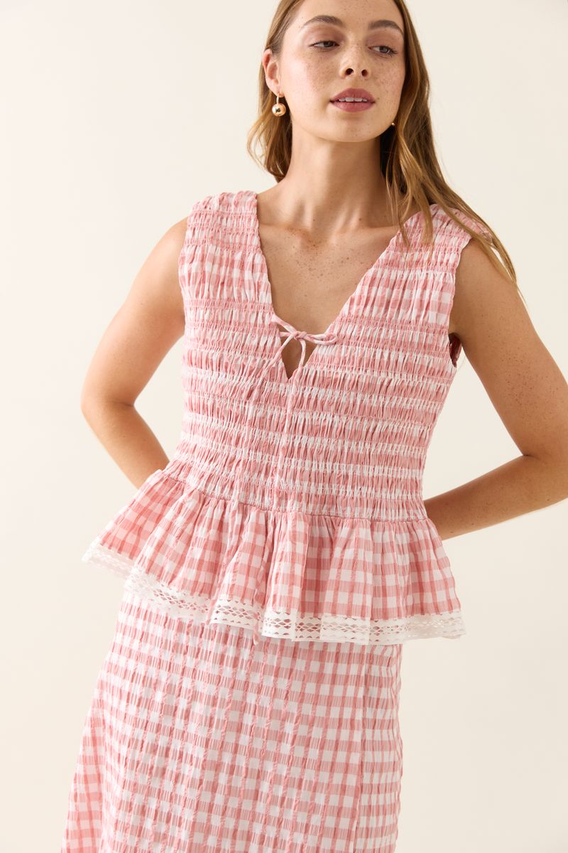 Esther Shirred Tank (Pink)