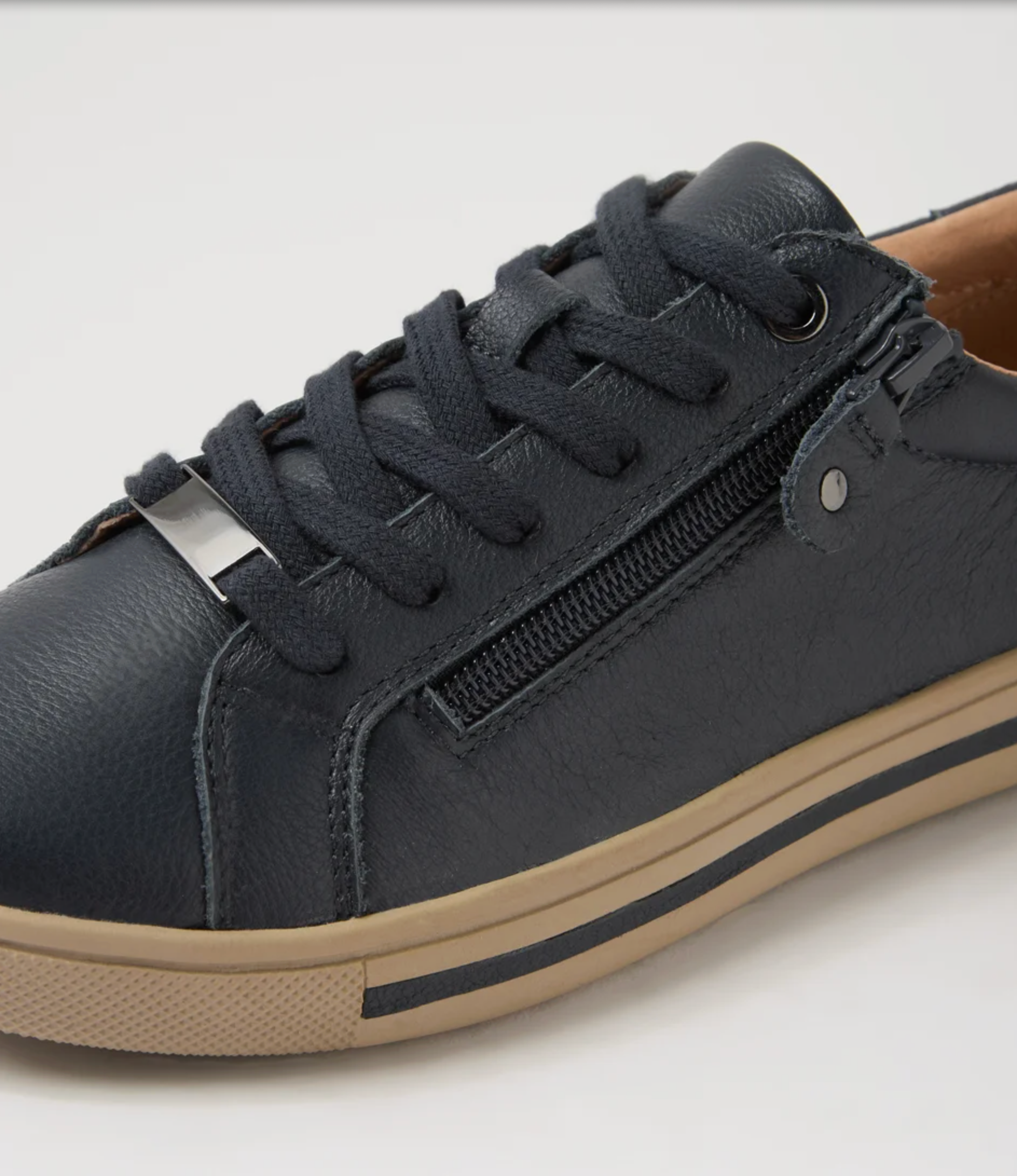 Evone Navy Sneaker with Taupe Sole | Gretel Lane