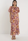 Georgia Zoe Exquisite Puff Sleeve Midi Dress in Pink Multi Floral | Women's Dresses | Gretel Lane