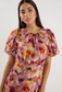 Georgia Zoe Exquisite Puff Sleeve Midi Dress in Pink Multi Floral | Women's Dresses | Gretel Lane