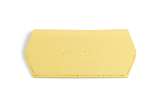 Fox and Leo Yellow Leather Slimline Glasses Case | Gretel Lane