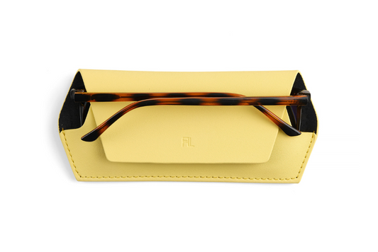 Fox and Leo Yellow Leather Slimline Glasses Case | Gretel Lane