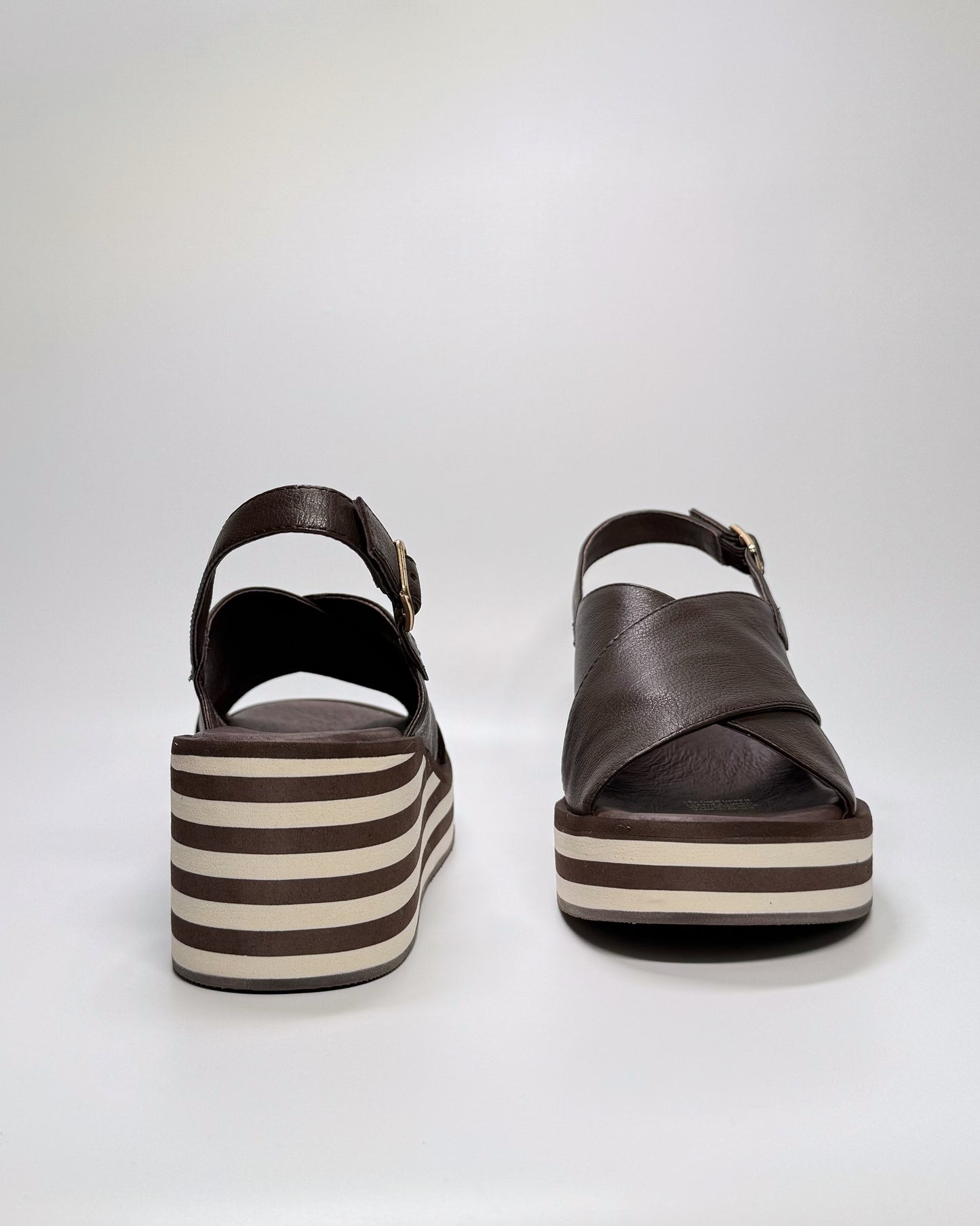 Women's Chocolate Wedge with Striped Sole | Gretel Lane