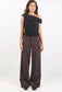 Stories Be Told Fierce Low Rise Stretch Wide Leg Pants Chocolate | Women's Pants | Gretel Lane