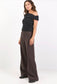Stories Be Told Fierce Low Rise Stretch Wide Leg Pants Chocolate | Women's Pants | Gretel Lane
