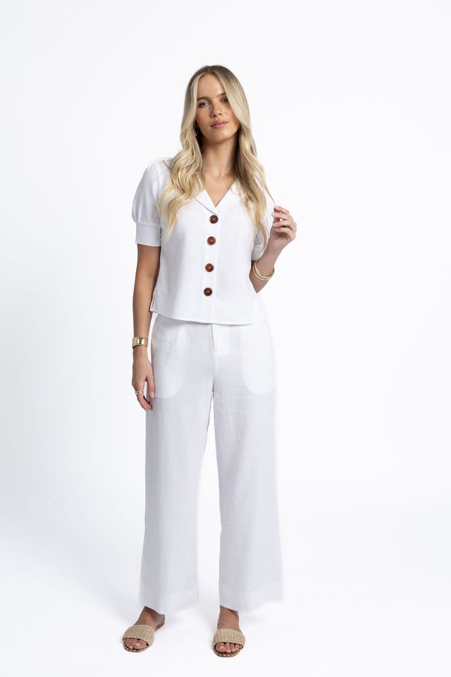 Fleetwood Linen Pant (White)