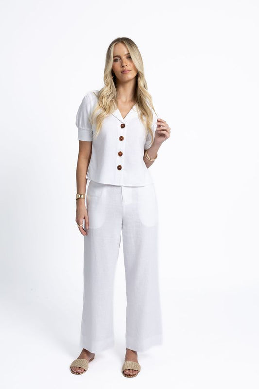 Fleetwood Linen Pant (White)