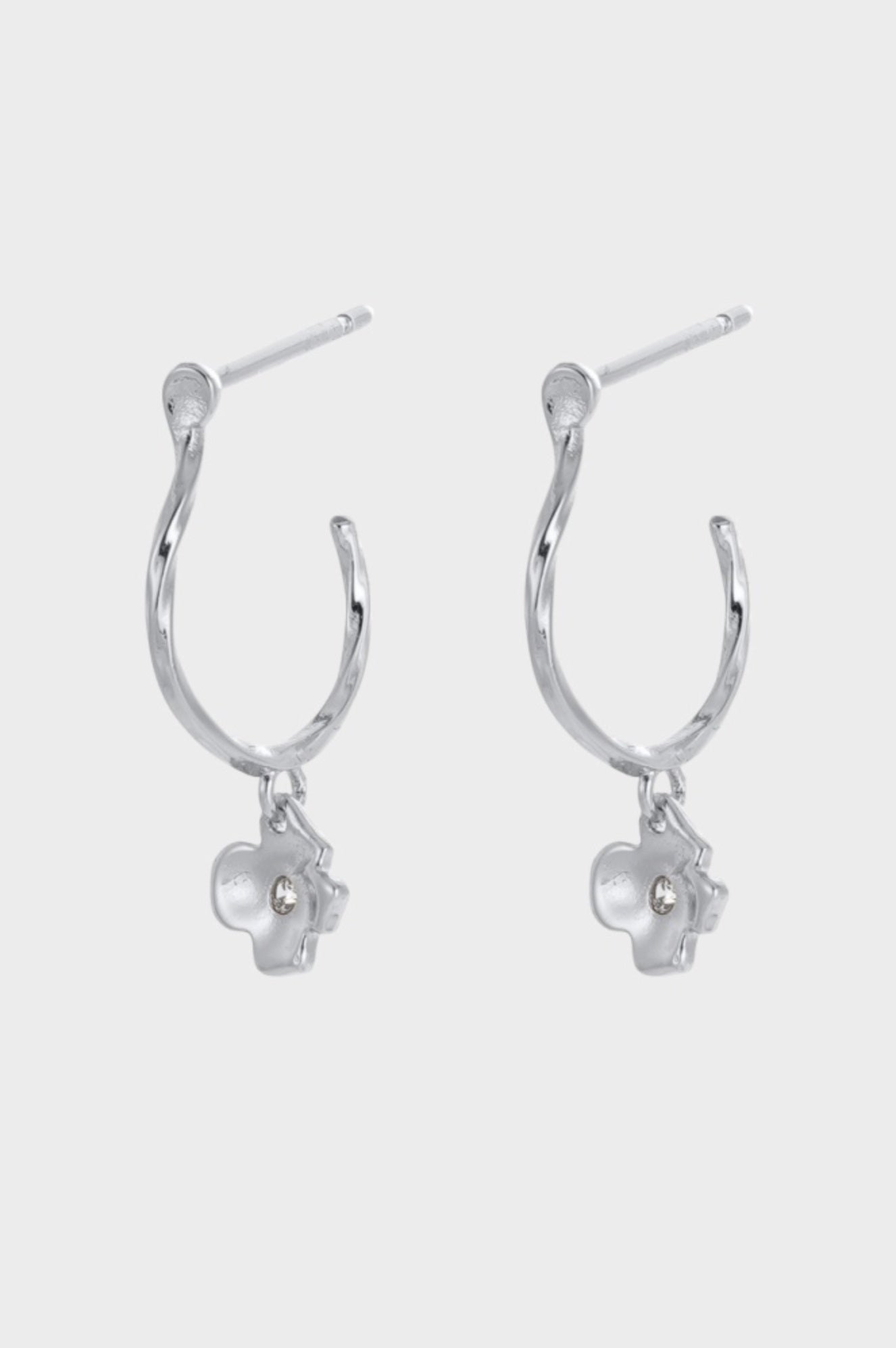 Zafino Fleur Floral Drop Hoop Earrings Silver | Women's Earrings | Gretel Lane