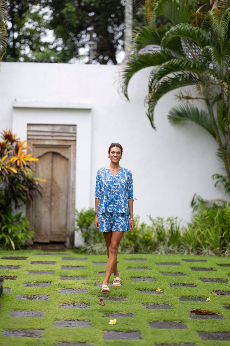 Fleur Blouse (Blue/Stone)