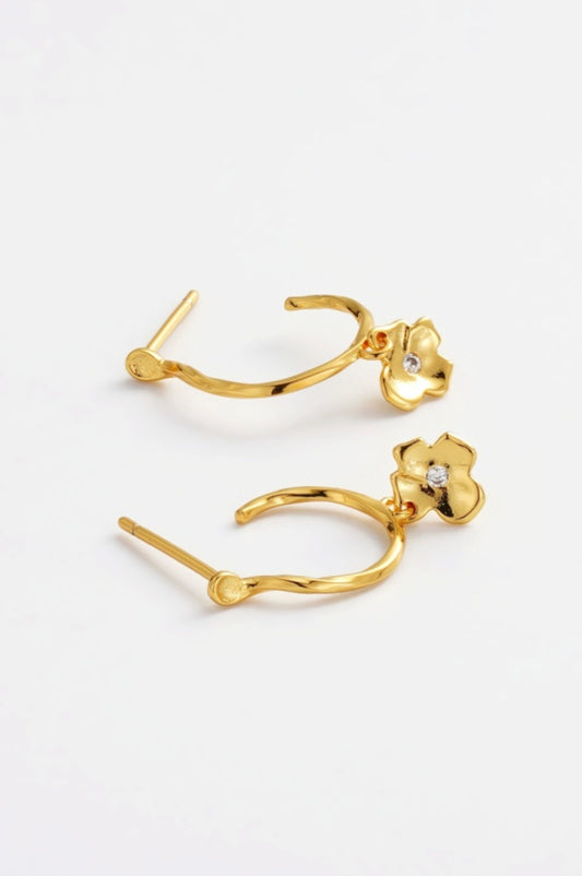 Zafino Fleur Floral Drop Hoop Gold | Women's Jewellery | Gretel Lane