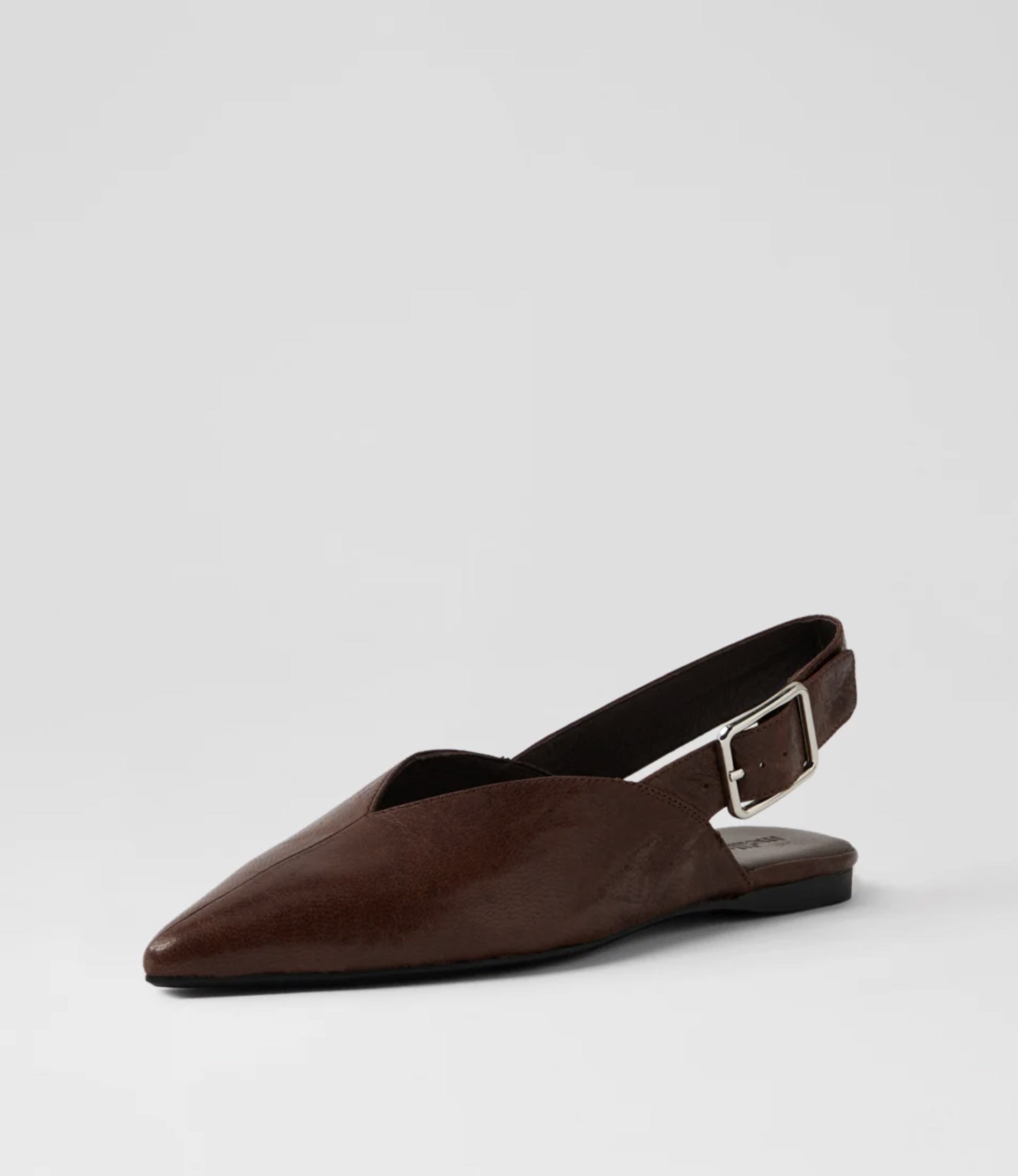 Mollini Foraya Pointed Toe Slingback Choc Crinkle Leather | Women's Shoes | Gretel Lane