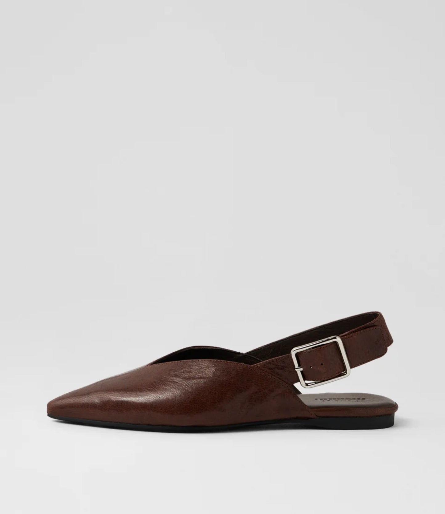Mollini Foraya Pointed Toe Slingback Choc Crinkle Leather | Women's Shoes | Gretel Lane