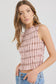 Forsaken Shirred Sleeveless Blush Check Top | Gretel Lane