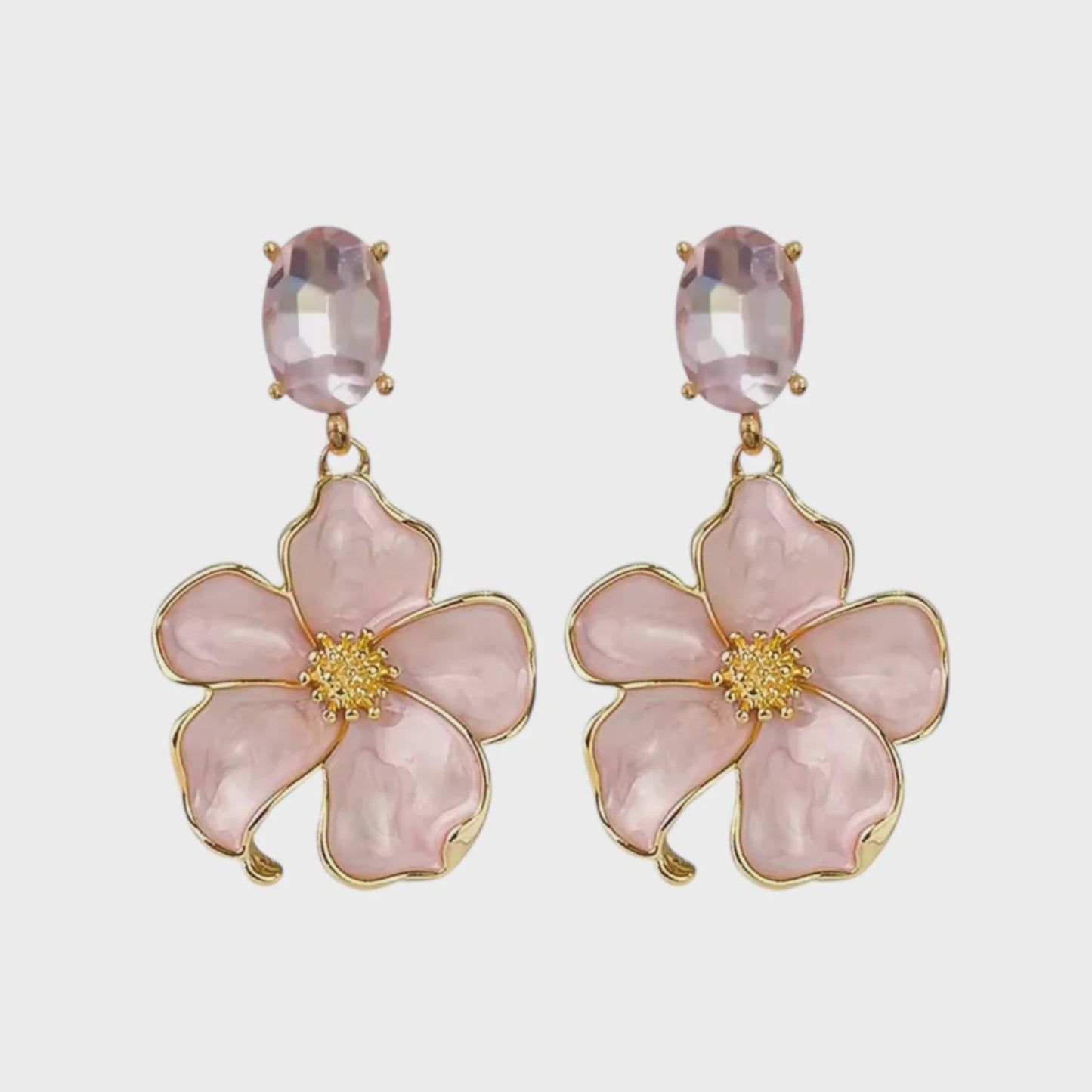 Frenchy Flower Drop Earrings (Pink)