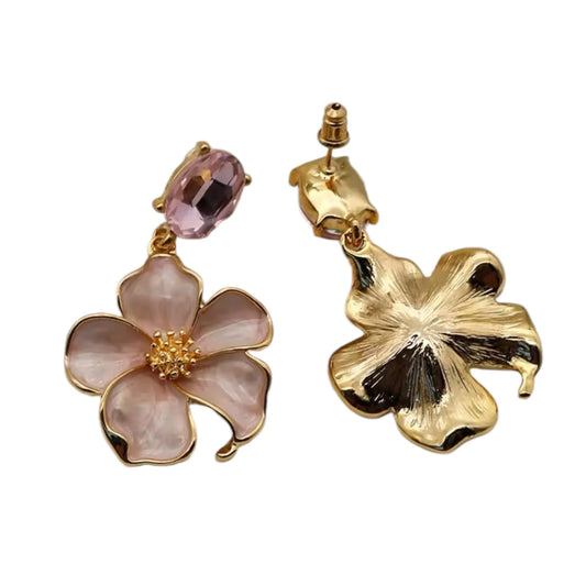 Frenchy Flower Drop Earrings (Pink)