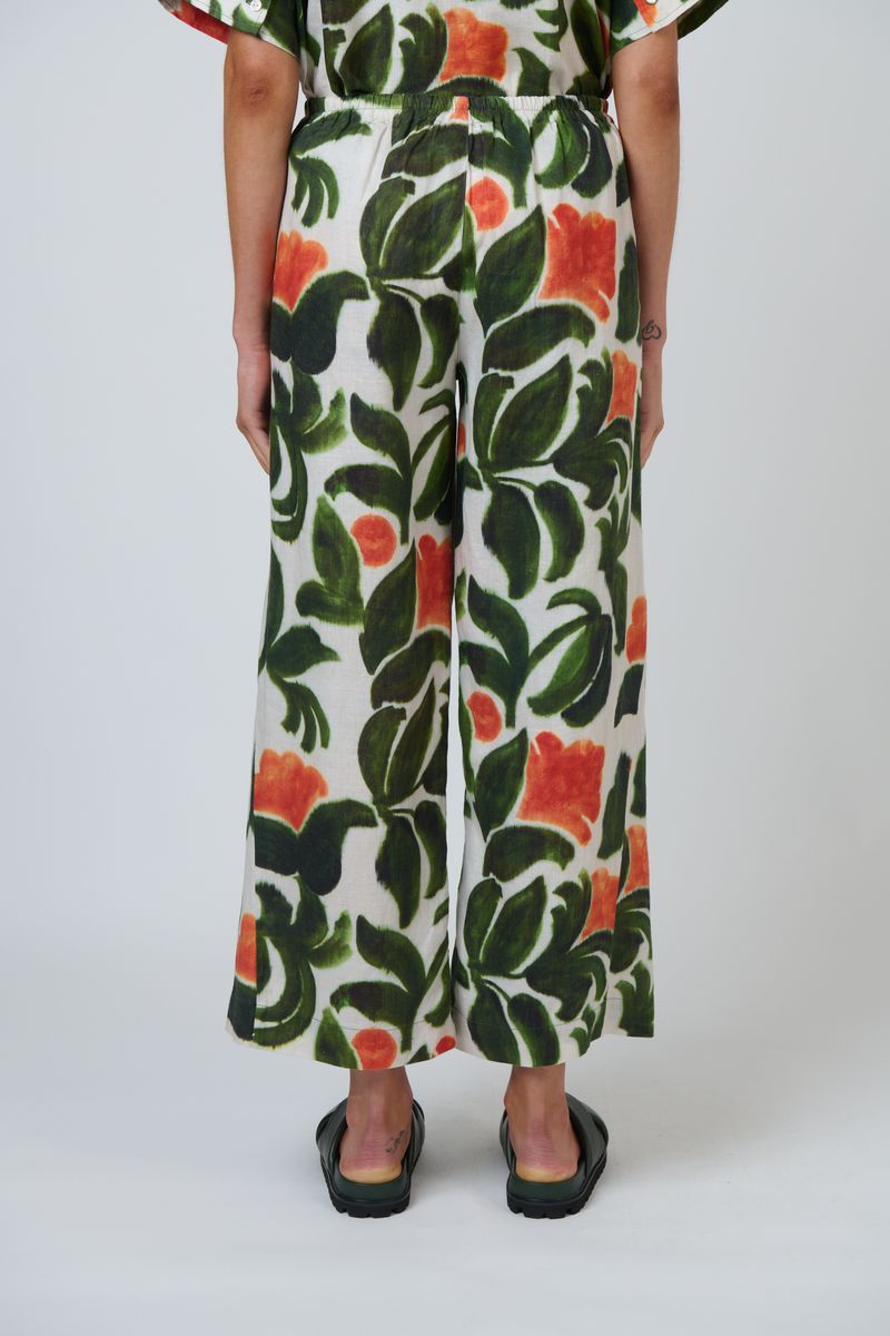Naturals by O&J GA398 - Linen Full Length Wide Leg Pants Tuileries Print | Women's Clothing | Gretel Lane