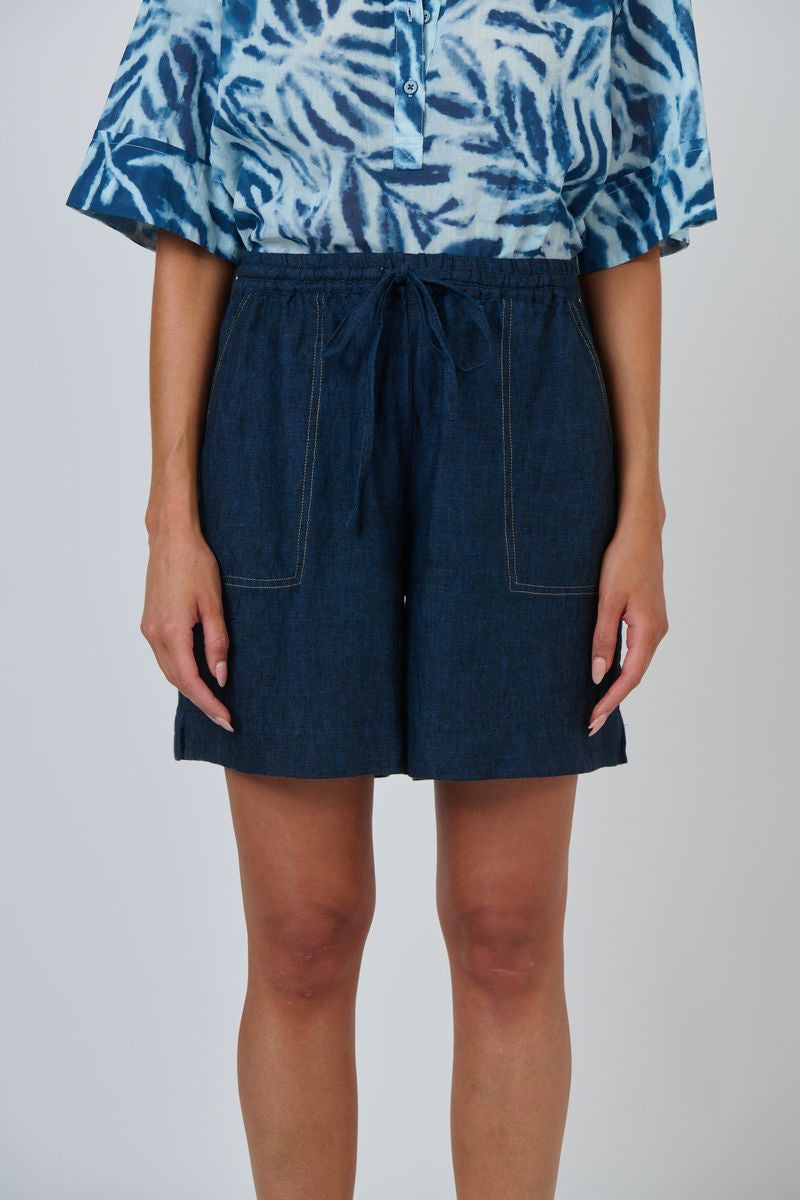 Naturals by O&J GA477 Women's Linen Knee-length Shorts Eclipse | Women's Clothing | Gretel Lane
