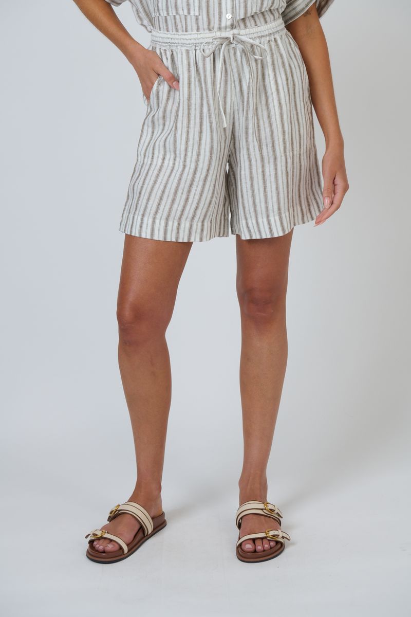 Naturals by O&J GA477 Women's Linen Knee-Length Short Travertine | Women's Clothing | Gretel Lane