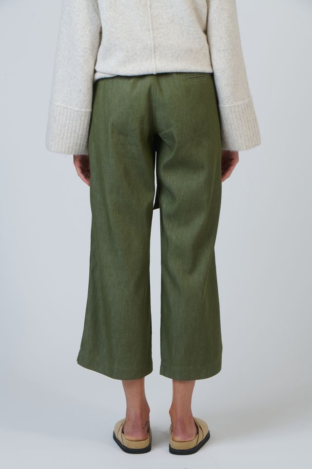 Dark Green Tie-Waist Women's Linen Pant | Gretel Lane