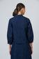 Womens Navy Linen 3/4 Sleeve Collared Shirt | Gretel Lane