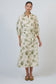 Green floral button through mid length linen dress | Gretel Lane