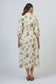 Green floral button through mid length linen dress | Gretel Lane