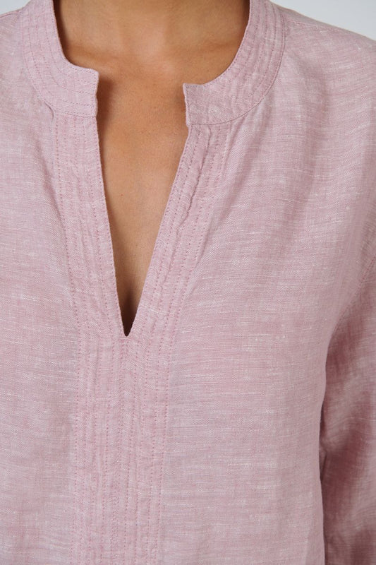 Naturals by O&J GA668 Women's Linen 3/4 Sleeve Blouse Radish | Women's Clothing | Gretel Lane