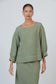 Women's Green textured linen blouse | Gretel Lane