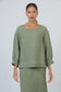 Women's Green textured linen blouse | Gretel Lane