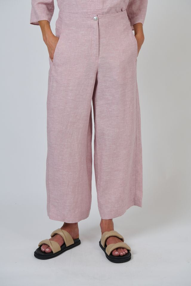 Naturals by O&J GA698 Women's Linen Wide Leg Pants Radish | Women's Clothing | Gretel Lane