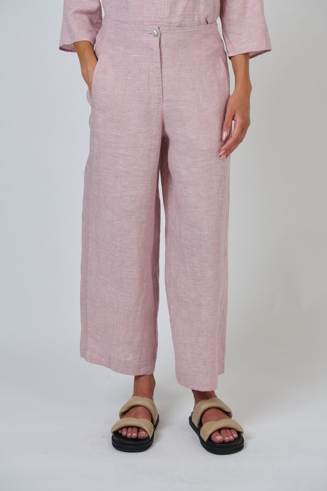 Naturals by O&J GA698 Women's Linen Wide Leg Pants Radish | Women's Clothing | Gretel Lane