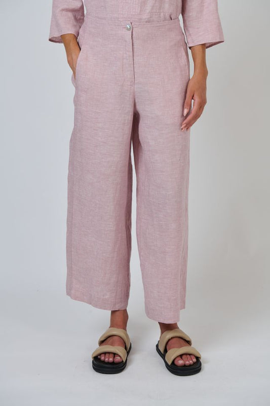 Naturals by O&J GA698 Women's Linen Wide Leg Pants Radish | Women's Clothing | Gretel Lane