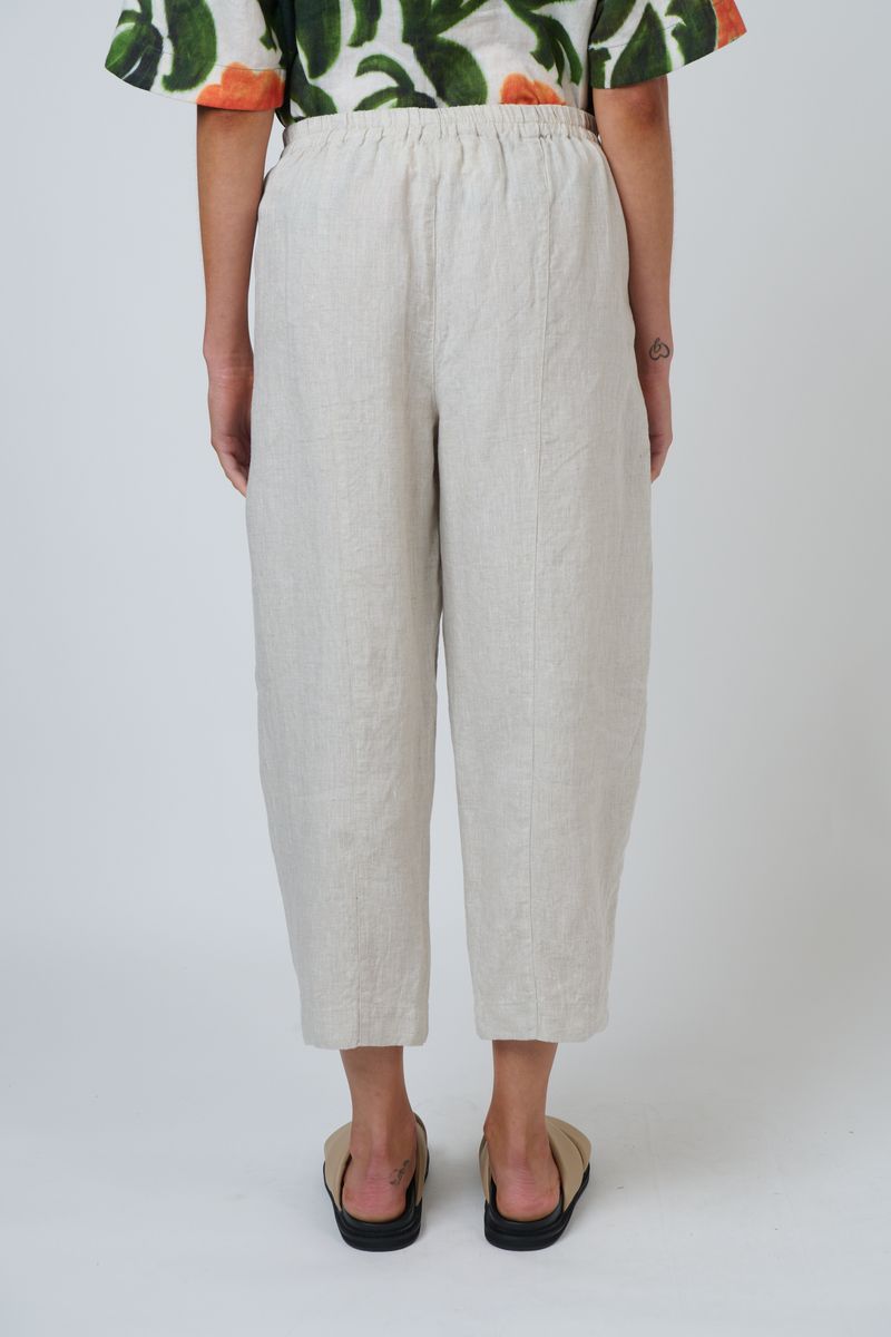 Naturals by O&J GA711 - Linen Barrel Leg Cropped Pants Sand | Women's Clothing | Gretel Lane