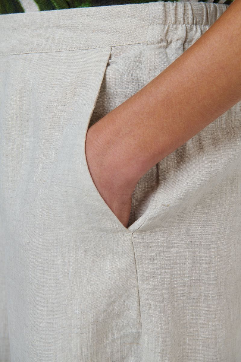 Naturals by O&J GA711 - Linen Barrel Leg Cropped Pants Sand | Women's Clothing | Gretel Lane