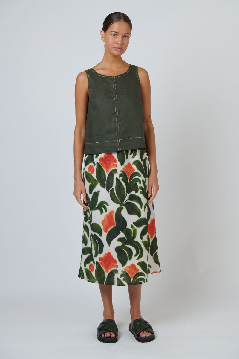 Naturals by O&J GA716 - Linen Sleeveless Top Topiary Green | Women's Clothing | Gretel Lane