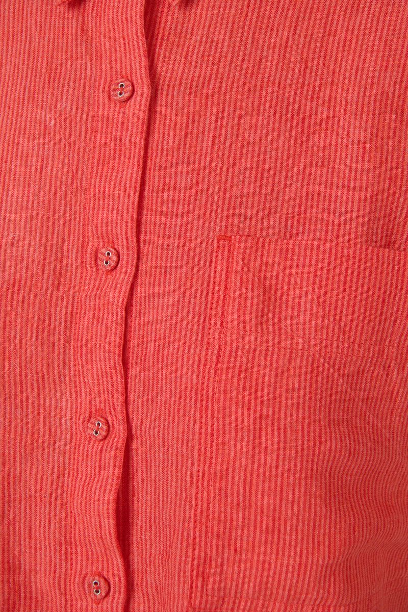 Naturals by O&J GA723 - Linen Short Sleeve Button Through Top Sunset Stripe | Women's Clothing | Gretel Lane