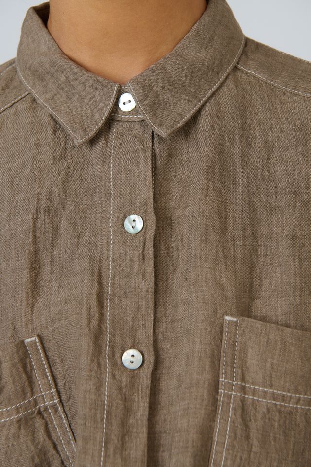 Naturals by O&J GA723 Women's Linen Short Sleeve Button Through Shirt Agate | Women's Clothing | Gretel Lane