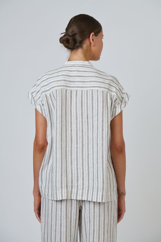Naturals by O&J GA734 Women's Linen Button Through Short Sleeve Shirt Travertine | Women's Clothing | Gretel Lane
