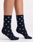 Gigi Spot Cotton Crew Sock in Ink & White