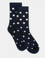 Levante Gigi Spot Cotton Crew Sock in Ink & White | Women's Socks | Gretel Lane