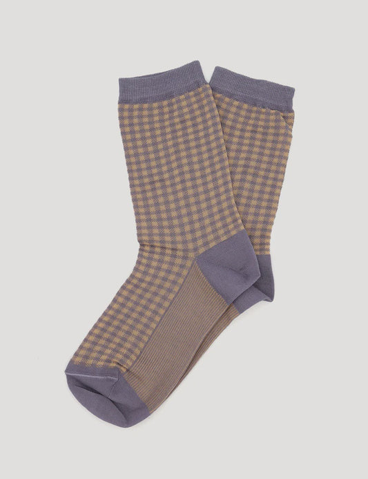 Grazia Check Crew Sock (Skin/Dust)